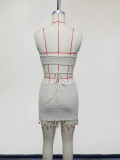 Women Sexy Hollow Patchwork Shell Lace Beach Holidays Bikini Beach Dress
