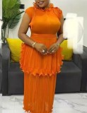 Plus Size Women's Fashion Elegant Chic Ruffle Summer Maxi Dress African Style