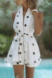 Spring/Summer Halter Neck Sleeveless Print Loose Holiday Short Sleeve Two-Piece Women's Shorts Set