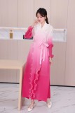 Ruffle Plus Size Fashion Elegant Chic Loose Ombre Long Dress