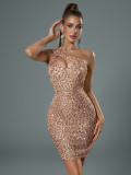 Sexy Slash Shoulder Low Back Sequin Slim Fit Chic Elegant Evening Dress
