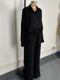 Women's Beaded Star-Embellished Blouse & Drawstring Wide-Leg Pants Set