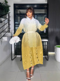 Ruffle Plus Size Fashion Elegant Chic Loose Ombre Long Dress