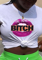 Letter Printed Round Neck Short Sleeve T-shirt Letter Printed Round Neck Short Sleeve T-shirt