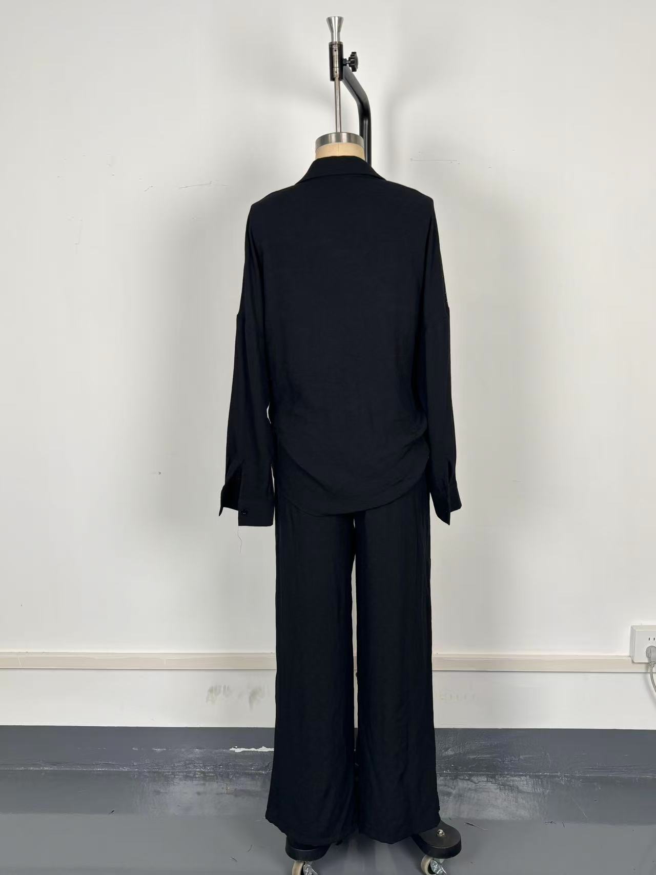 Women's Beaded Star-Embellished Blouse & Drawstring Wide-Leg Pants Set