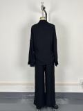 Women's Beaded Star-Embellished Blouse & Drawstring Wide-Leg Pants Set