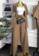 Women's Summer Casual Turndown Collar Loose Short Sleeve Shirt & Wide-Leg Pants Outfit