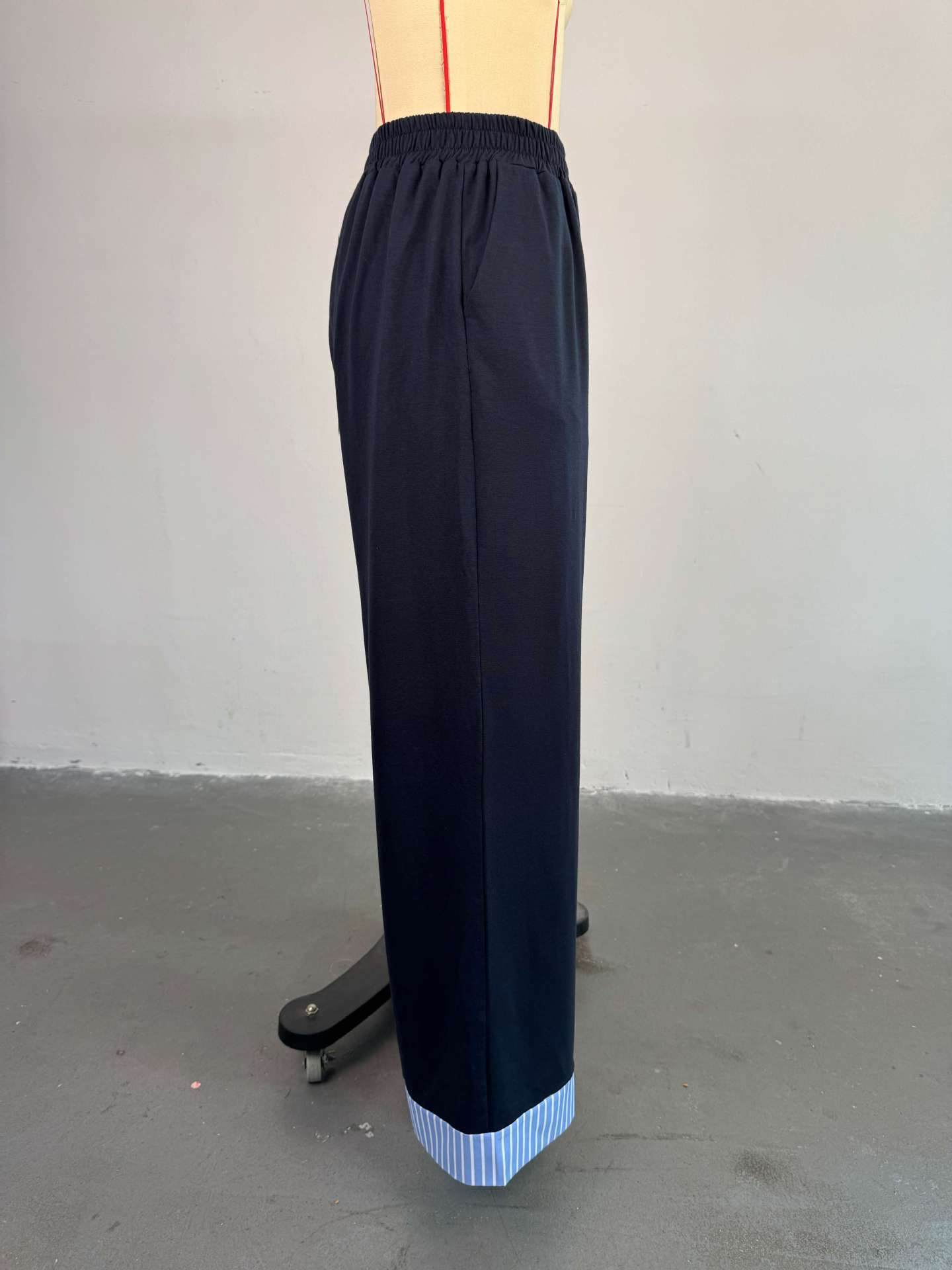 Women's Summer Fashion Round Neck Patchwork Striped Top & High-Waist Pants Casual Set