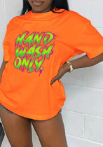 Letter Printed Round Neck Short Sleeve T-shirt Letter Printed Round Neck Short Sleeve T-shirt