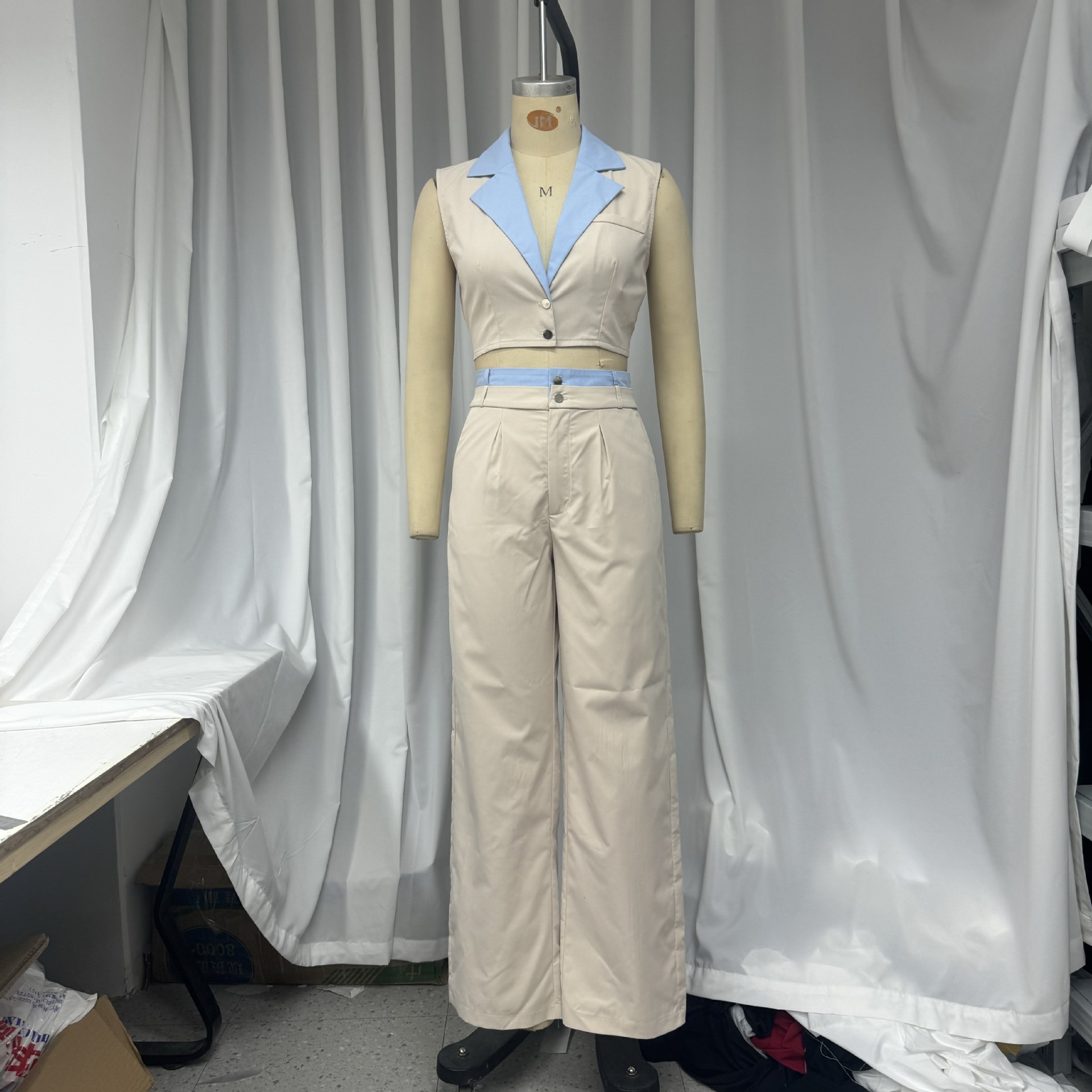 Fashion Casual Turndown Collar Short-Sleeve Solid Color Pants Set