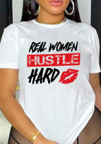 Letter Printed Round Neck Short Sleeve T-shirt Letter Printed Round Neck Short Sleeve T-shirt