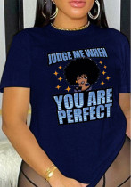 Letter Printed Round Neck Short Sleeve T-shirt Letter Printed Round Neck Short Sleeve T-shirt