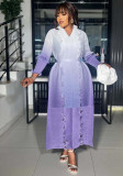 Ruffle Plus Size Fashion Elegant Chic Loose Ombre Long Dress