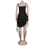 Sexy Strappy Deep V Double Drawstring Design Clubwear Dress