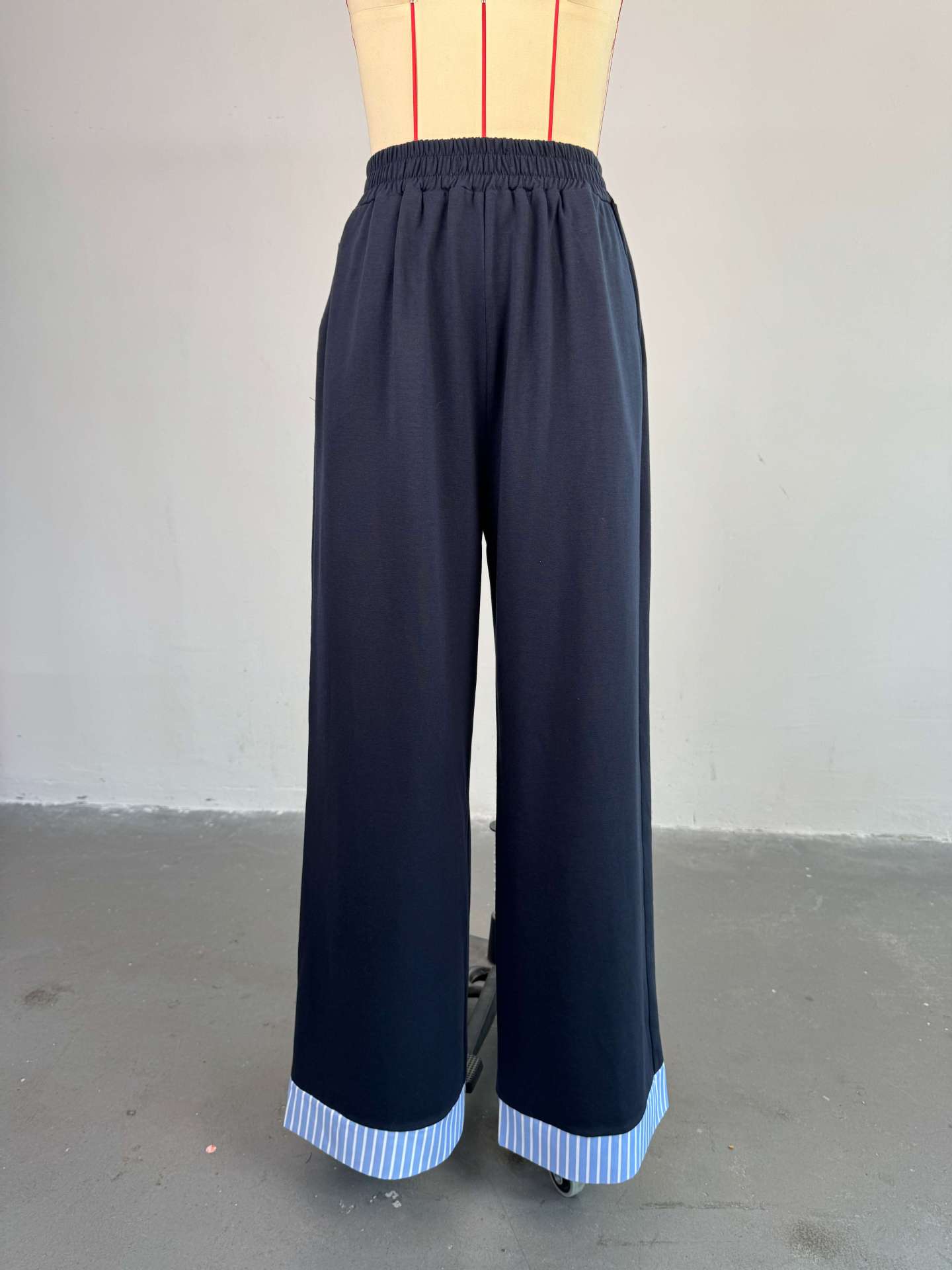 Women's Summer Fashion Round Neck Patchwork Striped Top & High-Waist Pants Casual Set