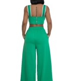 Women's Strap High-Waist Lace-Up Fashion Two Piece Pants Set
