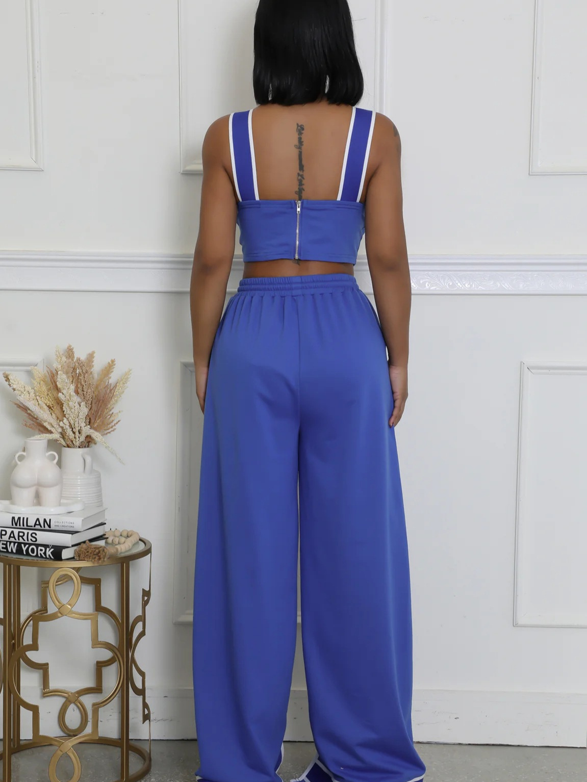 Women's Strap High-Waist Lace-Up Fashion Two Piece Pants Set