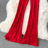 Casual Women's High-Waist Slim Fit Flare Leggings Sexy Tight-Fitting Yoga Pants