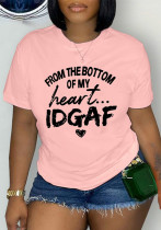 Letter Printed Round Neck Short Sleeve T-shirt Letter Printed Round Neck Short Sleeve T-shirt