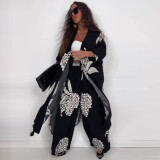 Summer Elegant Sexy Printed Top + Wide-Leg Pants Two-Piece Set