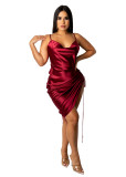 Sexy Strappy Deep V Double Drawstring Design Clubwear Dress