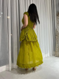 Plus Size Women's Fashion Elegant Chic Ruffle Summer Maxi Dress African Style