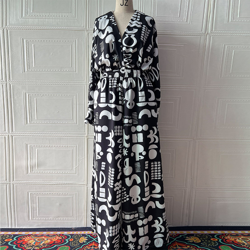 Summer Elegant Sexy Printed Top + Wide-Leg Pants Two-Piece Set