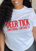 Letter Printed Round Neck Short Sleeve T-shirt Letter Printed Round Neck Short Sleeve T-shirt