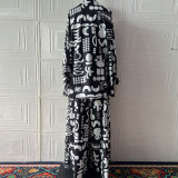 Summer Elegant Sexy Printed Top + Wide-Leg Pants Two-Piece Set