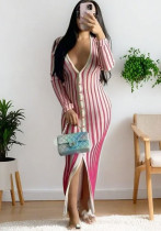Women's Sleeveless Striped Printed Maxi Dress