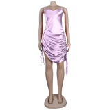 Sexy Strappy Deep V Double Drawstring Design Clubwear Dress