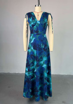 Women's Summer Sweet Floral V-Neck High-Waist Slim Fit A-Line Maxi Dress Women's Summer Sweet Floral V-Neck High-Waist Slim Fit A-Line Maxi Dress