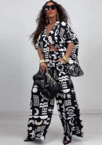 Summer Elegant Sexy Printed Top + Wide-Leg Pants Two-Piece Set Summer Elegant Sexy Printed Top + Wide-Leg Pants Two-Piece Set
