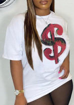 Letter Printed Round Neck Short Sleeve T-shirt Letter Printed Round Neck Short Sleeve T-shirt