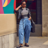 Women's Fashion Pocket Washed Tight Denim Pants