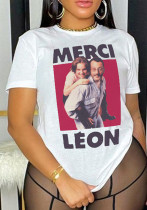 Letter Printed Round Neck Short Sleeve T-shirt Letter Printed Round Neck Short Sleeve T-shirt