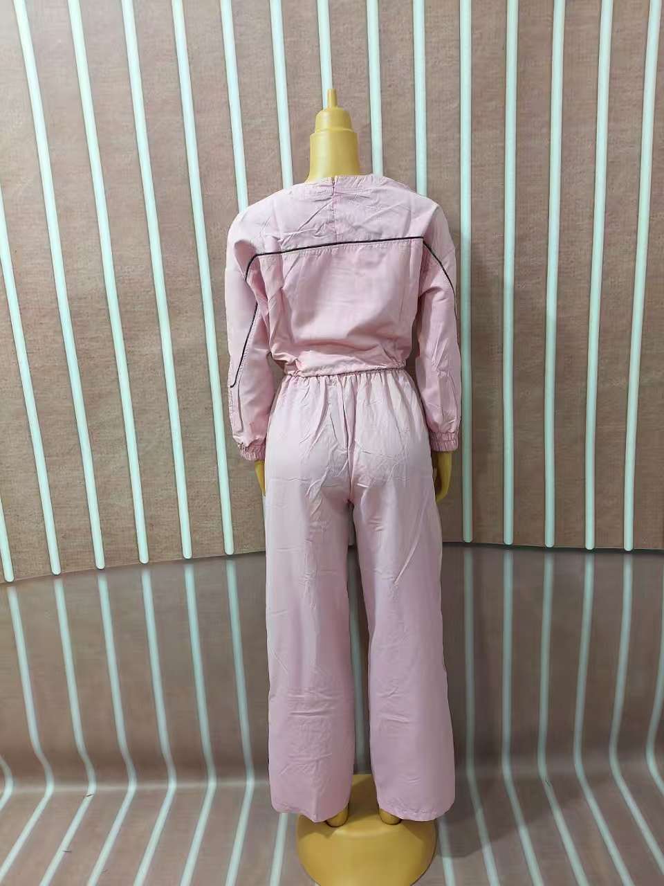 Women Solid Printed Casual Top and Pants Two-piece Set