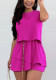 Women Sleeveless Round Neck Mini Jumpsuit