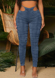 Women Pleated Casual Solid Long Pants