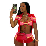 Women Summer Sexy Fashion Contrast Three-Piece
