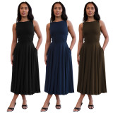 Women Solid Sleeveless Dress