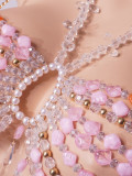Women Multi-Color Beaded Halter Neck Hollow Bra Sexy Colorful Bead Strapless Body Chain