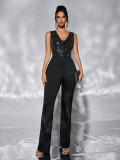 Women Casual Sequin Wide Leg Jumpsuit