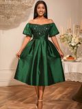 Women Retro Sexy Off Shoulder Elegant Sequin Formal Party Dress