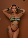 Women vest beaded Bra Halter Neck Top Sexy Gem Body Chain Chest Chain