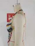 Women vest beaded Bra Halter Neck Top Sexy Gem Body Chain Chest Chain