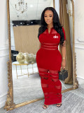 Women Sexy Mesh Patchwork Polo Neck Bodycon Dress