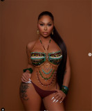 Women vest beaded Bra Halter Neck Top Sexy Gem Body Chain Chest Chain