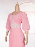 Plus Size African Women elegant v-neck pleated dress