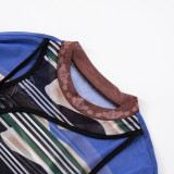 Women Spring and Summer Mesh Printed Irregular Lace-Up Split Top T-shirt